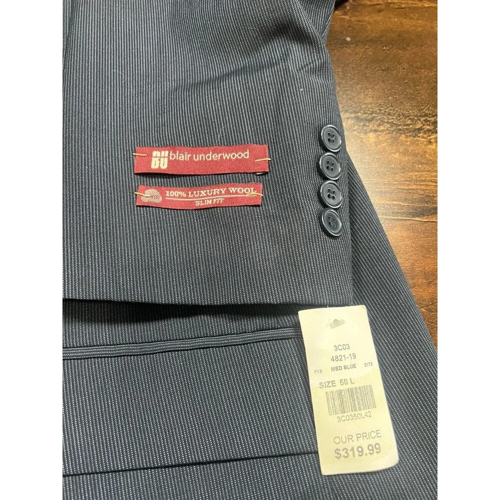 Blair Underwood Classic Navy Two-button Suit Jacket 50L 45W *Flaw*